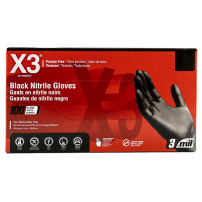 Black Gloves XXLarge 100 pcs Ammex Nitrile